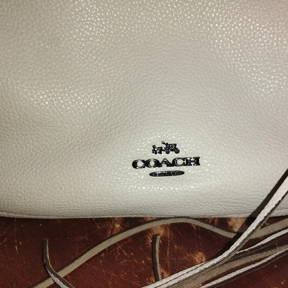 NWT Coach Nomad Fringe Hobo Chalk White Pebbled Leather & Gunmetal Hardware - Picture 6 of 6